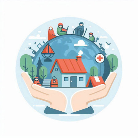 Flat design concept of save the planet. Vector illustration in modern style.のイラスト素材