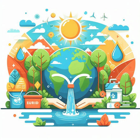 Ecology concept. Vector illustration of save the planet. Flat design.のイラスト素材
