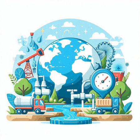 Vector illustration of the world oil and gas industry in flat style.のイラスト素材