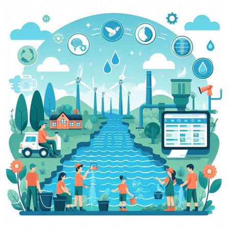 Save the environment concept. People are cleaning the city. Vector illustrationのイラスト素材