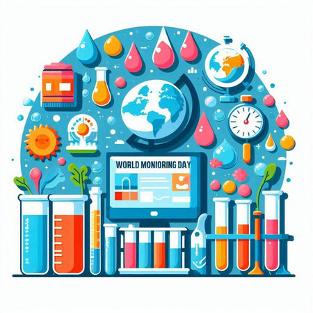 Flat design vector illustration concept of science laboratory research and development.のイラスト素材