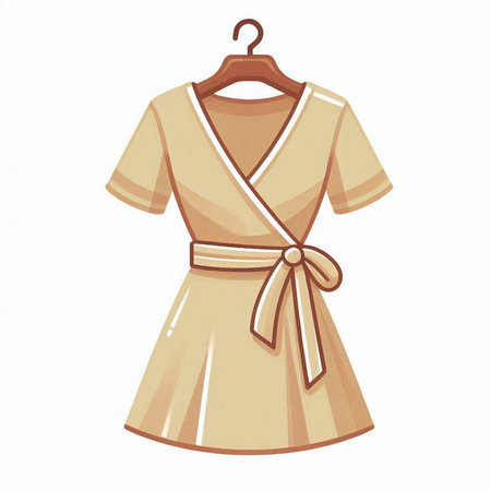 Illustration of a woman's dress on a hanger on a white backgroundのイラスト素材