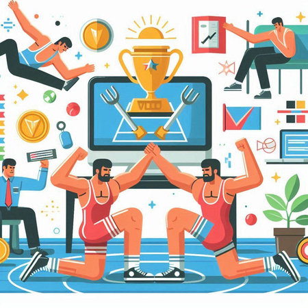 Fitness and healthy lifestyle concept. Vector illustration in flat style.のイラスト素材