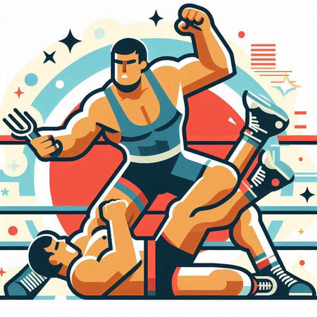 Illustration of a male athlete running in the ring, vector illustrationのイラスト素材