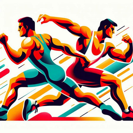 Running men and women in sportswear. Sport concept. Vector illustration.のイラスト素材