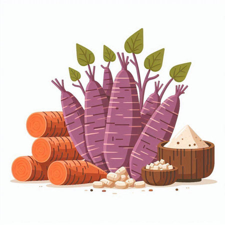 Carrot vector illustration on white background. Fresh carrots with leaves.のイラスト素材