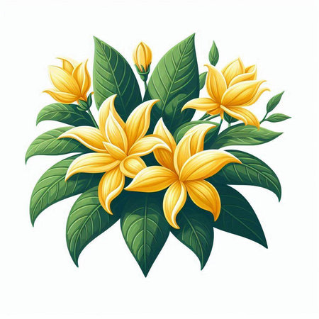 Bouquet of yellow flowers isolated on white background. Vector illustration.のイラスト素材