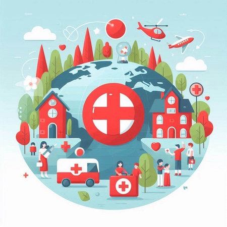 World Health Day concept. Healthcare and medical services. Vector illustration.のイラスト素材