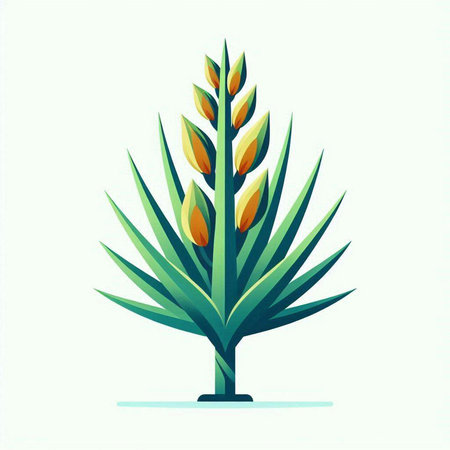 Illustration of a stylized green plant on a white background.のイラスト素材