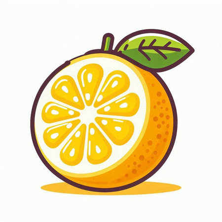 Orange fruit isolated on white background. Vector illustration in cartoon style.のイラスト素材
