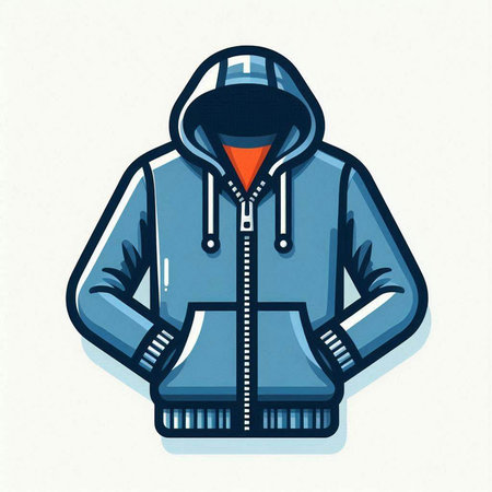 Stylized vector illustration of a winter jacket on a white backgroundのイラスト素材