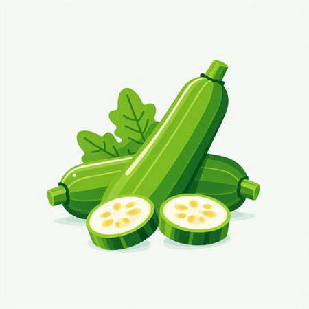 Fresh zucchini isolated on white background. Vegetable vector illustration.のイラスト素材