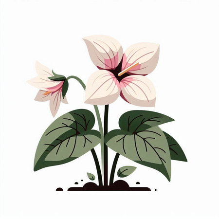 Illustration of a flower in a pot on a white background.のイラスト素材