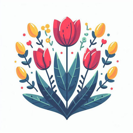 Bouquet of tulips in flat style. Vector illustration.のイラスト素材