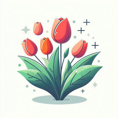 Vector illustration of a bouquet of tulips on a white background.のイラスト素材