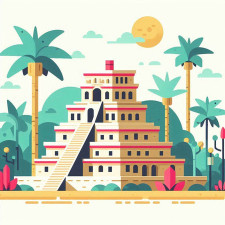 Ancient city of India. Vector illustration in flat style. EPS10のイラスト素材