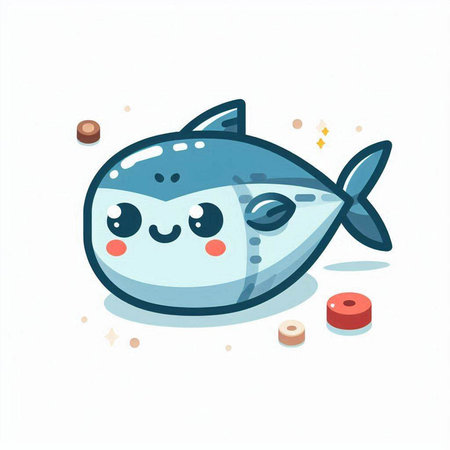 Cute cartoon fish. Vector illustration. Isolated on white background.のイラスト素材