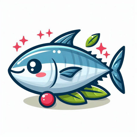 Illustration of a Cute Fish Mascot on a White Backgroundのイラスト素材