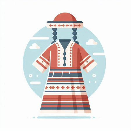 Ukrainian traditional folk costume. Vector illustration in flat style.のイラスト素材