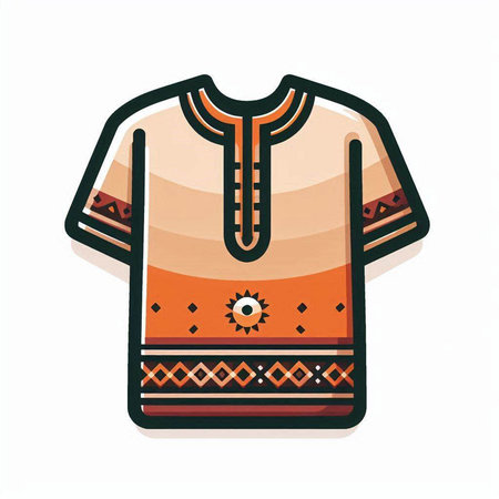 Ukrainian folk costume. Vector illustration. Isolated on white background.のイラスト素材