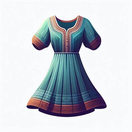 Ethnic indian dress. Traditional indian costume. Vector illustration.のイラスト素材