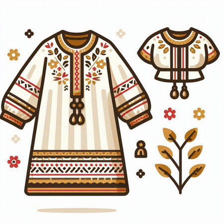 Ukrainian folk costume. Vector illustration of a folk costume.のイラスト素材
