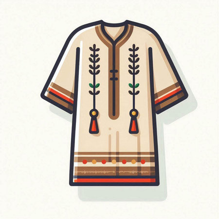 Ukrainian folk costume. Colorful vector illustration in flat styleのイラスト素材