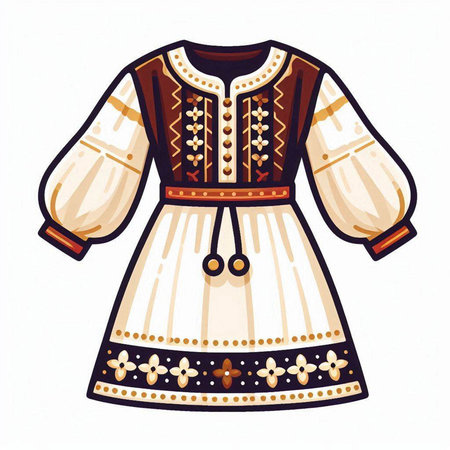Ukrainian folk costume, embroidery. Vector illustration.のイラスト素材