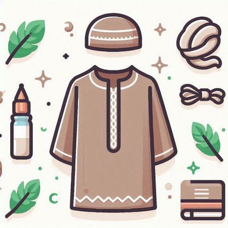 Vector illustration of a set of clothing and accessories. Vector illustration.のイラスト素材
