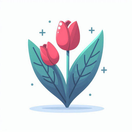 Tulips vector illustration. Spring flowers isolated on white background.のイラスト素材