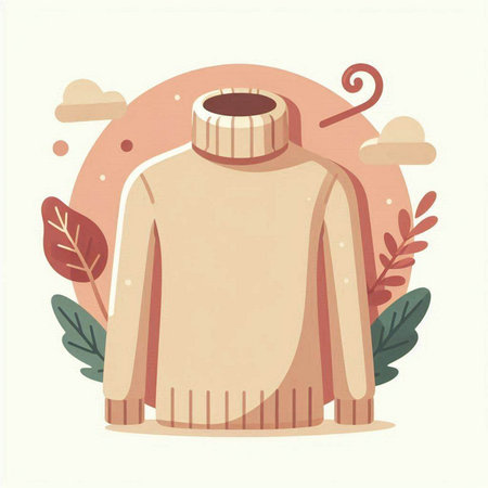 Vector illustration of a sweater in the form of an autumn landscape.のイラスト素材