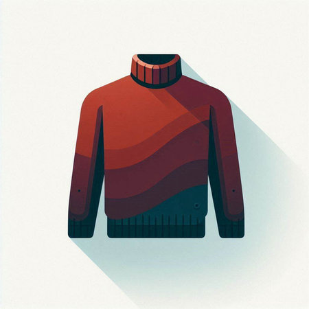 Red sweater with long shadow on white background. Vector Illustration.のイラスト素材