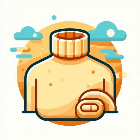 Bottle of honey icon. Vector illustration in flat linear style.のイラスト素材