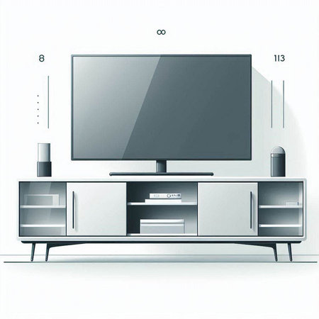 TV and TV stand in the living room. Vector Illustration.のイラスト素材