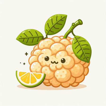 Cute kawaii orange fruit character. Vector cartoon illustration.のイラスト素材