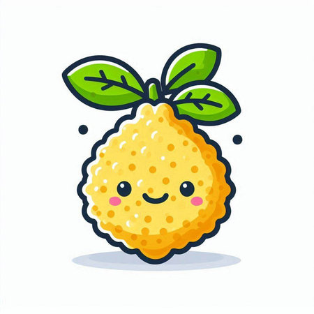 Cute lemon fruit character. Vector illustration isolated on white background.のイラスト素材