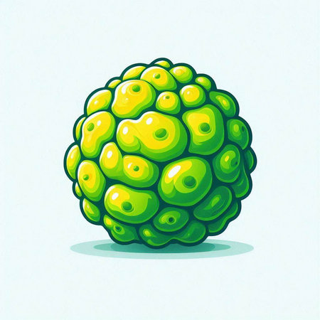 Illustration of a green bergamot on a white backgroundのイラスト素材