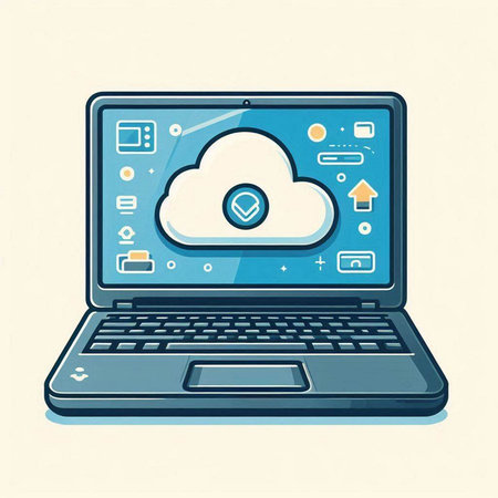 Cloud computing technology. Laptop with cloud storage icon. Vector illustrationのイラスト素材