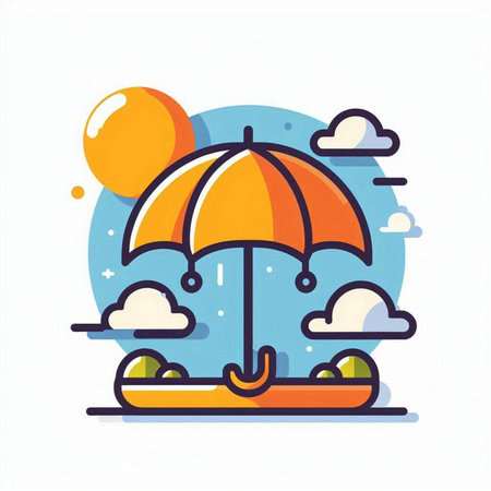 Umbrella icon. Flat illustration of umbrella icon for web designのイラスト素材
