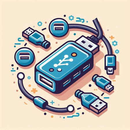 Usb icon. Isometric illustration of usb vector icon for web designのイラスト素材