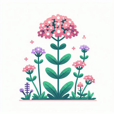 Flower garden vector illustration isolated on white background. Flat design.のイラスト素材