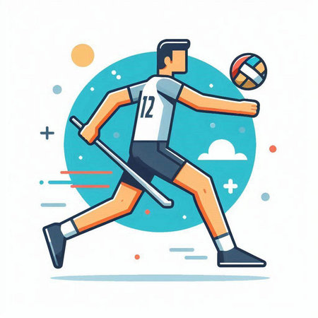 Volleyball player in action, vector illustration. Flat style.のイラスト素材