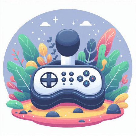 Gamepad in cartoon style. Vector illustration on the theme of video games.のイラスト素材