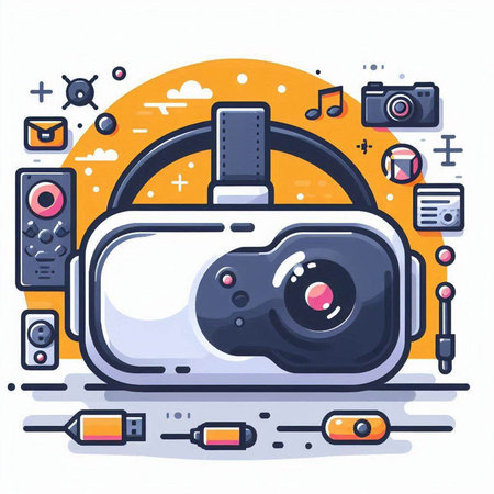 Videocamera. Vector illustration. Flat style. Isolated on white background.のイラスト素材