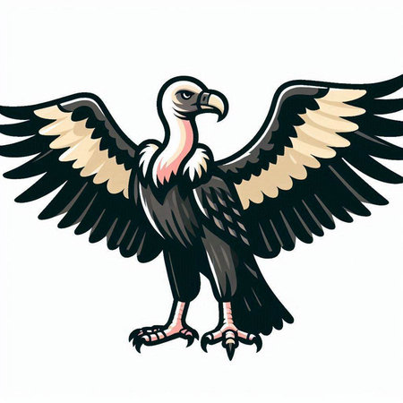 Illustration of a vulture flying viewed from the side set on isolated white background done in retro woodcut style.のイラスト素材