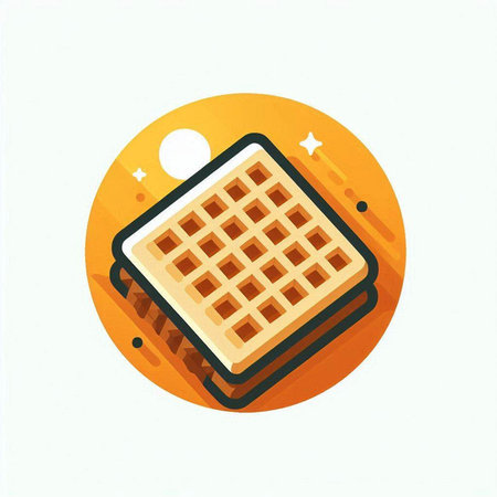 Waffle icon, vector illustration. Flat design style with long shadowのイラスト素材
