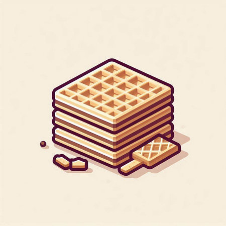Vector illustration of a stack of belgian waffles isolated on a light background.のイラスト素材