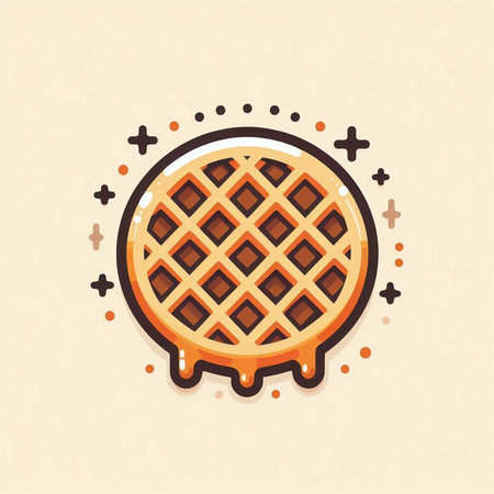 Belgian waffle icon. Vector illustration in flat linear style.のイラスト素材