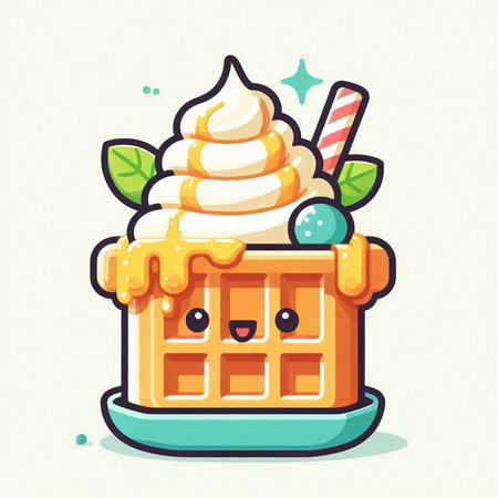 Cute cartoon ice cream waffle. Vector illustration for your designのイラスト素材