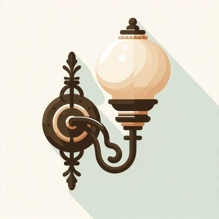 Vintage lanterns in flat style with long shadow. Vector illustration.のイラスト素材